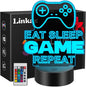 Linkax Gaming Gifts Stocking Stuffers for Teens Boys Girls, 3D Illusion Lamp Night Light Room Decor 16 Colors Change, Birthday Gifts for 6 7 8 9 10 11 12 Year Old Boy