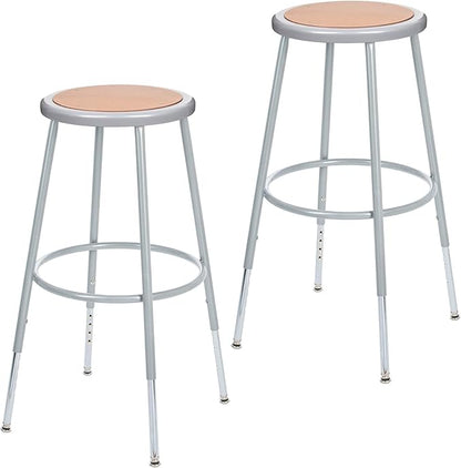 OEF Furnishings (2 Pack Height Adjustable Steel Stools, Grey, 25-33"