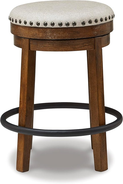 Signature Design by Ashley Valebeck 24" Counter Height Upholstered Swivel Stool, Brown & Black