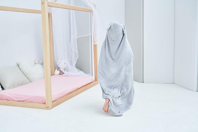 HIPHOP PANDA Hooded Towel - Rayon Made from Bamboo, Bath Towel with Bear Ears for Newborn, Babie, Toddler, Infant - Absorbent Large Baby Towel - Hippo, 37.5 x 37.5 Inch