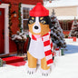 COMIN 4.5 FT Christmas Decorations Outdoor Inflatables Dog Christmas Scarf Blow Ups with Built-in LEDs for Yard Party Lawn Decor