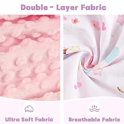 Car Seat Cover Baby, HNHUAMING Infant Car Seat Covers Canopy for Baby Girl Boy, Cozy & Windproof Unicorn Newborn Carseat Covers Minky Dot Backing Stroller Cover with Breathable Mesh Window, Rainbow