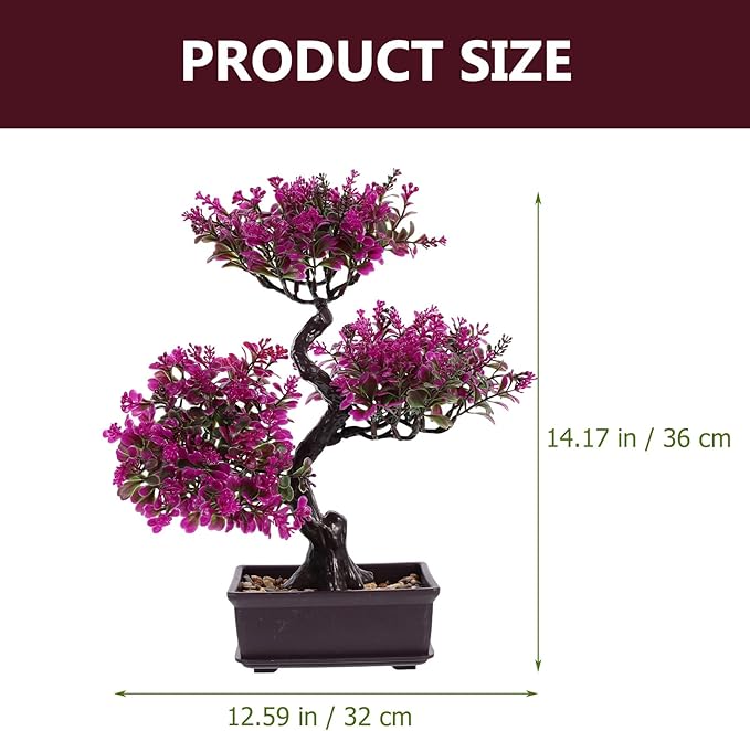 Cabilock Artificial Bonsai Tree, Small Fake Potted Bonsai Plants Decoration, Simulation Faux Greenery Plants Decor, Desktop Realistic Welcoming Pine Ornament for Home Office Entryway Chests Decor