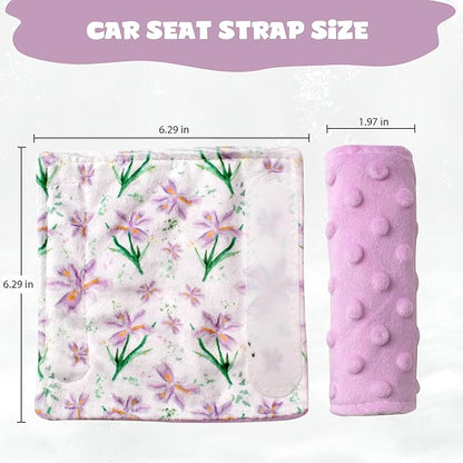 Car Seat Strap Covers for Babies Soft Car Seat Belt Covers, Mink Car Seat Straps Shoulder Pads for Boys and Girls, Purple