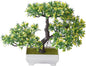 Mini Artificial Bonsai Tree Fake Plants - Artificial Plant Welcome Pine Treewith Plastic Cement Pots for Home Office Décor (Yellow)