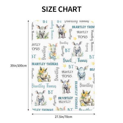 Personalized Winter Baby Car Seat Cover with Name Rhinoceros Car Seat Cover for Baby Seat or Stroller Custom Infant Car Seat Covers Rhino Minky Blankets Nursing Cover Breastfeeding Scarf
