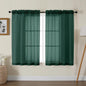 Gwine Hunter Green Sheer Curtains for Living Room 45 inches Long, Short Voile Light Filtering Window Treatments Sheer Curtains for Bedroom, Half Window Drapes with Rod Pocket, Each 42" Wx45 L