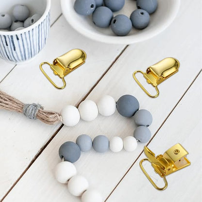 25 PCS 1" Suspender Clips Metal Pacifier Clip Holder for Pacifiers DIY Baby Girl Toy Bibs Garter Making Supplies (Gold, Bulk)