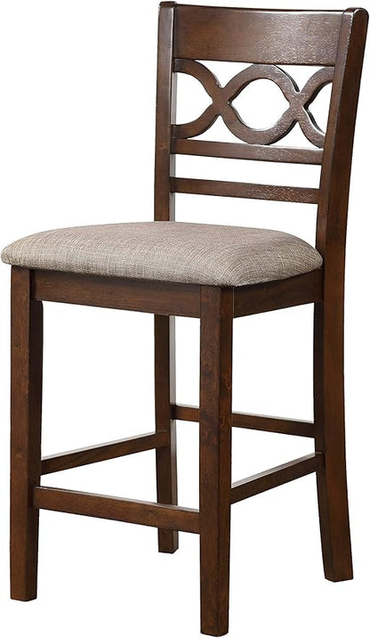 New Classic Furniture Cori 5-Piece Round Counter Set with 1 Dining Table and 4 Chairs, 42-Inch, Cherry Brown