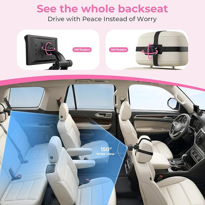 Itomoro Baby Car Camera HD 1080P Dual-Channel Display Car Baby Camera with 2 IR Night Vision Camera, Easily Install 4.3'' Car Camera for Baby with Crystal Clear Wide View for Rear Facing Seat
