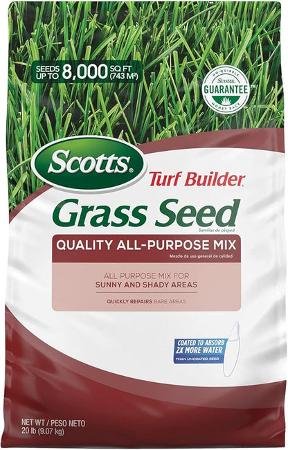 Scotts Turf Builder Grass Seed Quality All-Purpose Mix for Sunny and Shady Areas, 20 lbs.