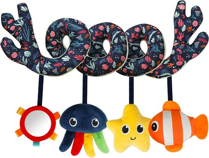 Spiral Car Seat & Stroller Activity Toy,Car Seat Toys for Babies 0-6 Months Boy,Baby Spiral Hanging Plush Activity Toys Thank You Gifts for Newborn 0 3 6 9 12 Months Baby Boys Girls