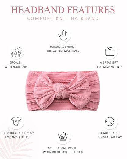 jollybows 8pcs Nylon Headbands for Baby Girls Infant Baby Bows Newborn Hairbands Toddler Hair Bow Elastics Head Wraps