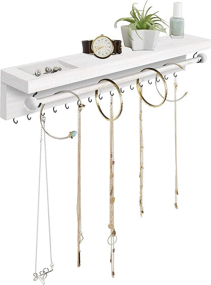 Rustic White Necklace Jewelry Organizer