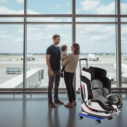 Blue Car Seat Dolly for Airport Folding Car Seat Travel Cart for Airplane - Car Seat Roller with Wheel Cart Carrier with Straps Foldable Luggage Trolley Folding Hand Truck Dolly for Moving