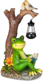 WENYLE Solar Garden Outdoor Statues Frog with Tree Solar Lantern, Lawn Decor Frog Figurine for Patio Balcony Yard, Yard Unique Christmas Birthdays Gift for Mom Grandma