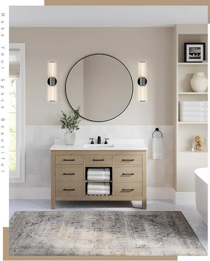 Bathroom Vanity Light Fixture, 2-Light Black Wall Sconce Lighting Fixture with Clear Glass, Indoor E26 Stocket Wall Lamp for Mirror Living Room Hallway(Bulb Not Included)