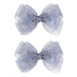 5.5-Inch Organza Double Hair Bows Alligator Clips Hair Accessories for Girls Toddler Kids Children Teens - Gray