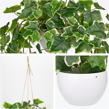 Hollyone Fake Hanging Plants with Pots, Artificial Potted Ivy Vine Faux Ivy Leaves Hanging Greenery Plants for for Home Ceiling Bedroom Living Room Garden Front Porch Table Shelf Wall Decoration
