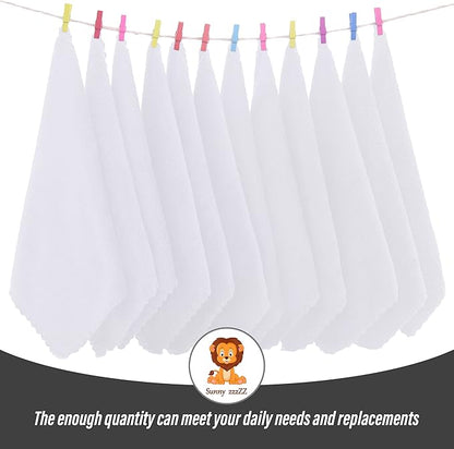 Sunny zzzZZ Ultra Soft 24 Pack Baby Washcloths - 10x10 Inches - Coral Fleece Extra Absorbent Wash Clothes for Babies, Infants and Toddlers - Sensitive Skin and Newborn - Ideal Baby - White