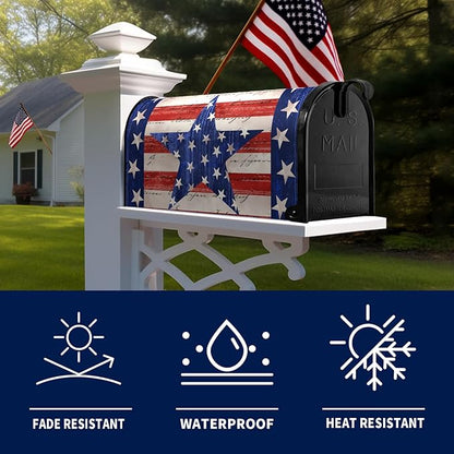 America Flag Mailbox Cover Large Size Magnetic Patriotic Star Mail Box Wrap 4th of July Memorial Letter Post Box Cover Independence Day Mailbox Covers for Outside Oversized 25.5 X 21 Inch