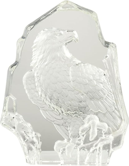 Modaier Exquisite Crystal Eagle Statue Figurine, Gift Glass Animal Decor, Collectible Sculpture for Office, Home and Garden