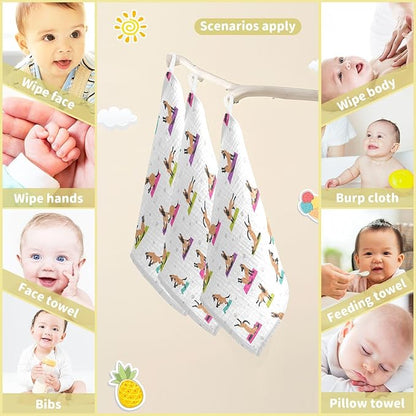 vvfelixl Baby Cotton Washcloths Belgian Malinois Yoga Infants Bath Towel for Unisex Face Towels for Newborn, Natural Baby Wipes Delicate Skin, 11.8 X 11.8 inch, one sizex3