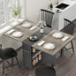 GarveeHome Folding Dining Table, Space Saving Farmhouse Dining Table for 4 Storage Shelf, 6 Wheels Multipose Expandable Kitchen Drop Leaf Table for Small Space (Carlo Grey, 47.2"D x 23.6"W x 29.5"H)