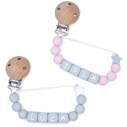 Personalized Silicone Pacifier Clip with Name Custom Name Stroller Clip Holder for Girls Boys