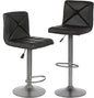 BestOffice Bar Stools Set of 2, PU Leather Swivel Bar Stools Kitchen Counter Height Bar Chairs with Hydraulic Adjustable for Kitchen, Dining Room and Restaurants