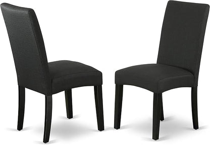 East West Furniture X697DR124-5 5 Piece Dining Room Furniture Set Includes a Rectangle Dining Table with X-Legs and 4 Black Color Linen Fabric Upholstered Chairs, 40x72 Inch, Multi-Color