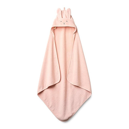 Hooded Baby Towel - 100% Organic Cotton Baby Bath Towels – Baby Towels, Baby Bath Towels for Baby Girl, 32" x 32" Super-Soft and Absorbent Baby Towels for Newborn (Rabbit - Blush)
