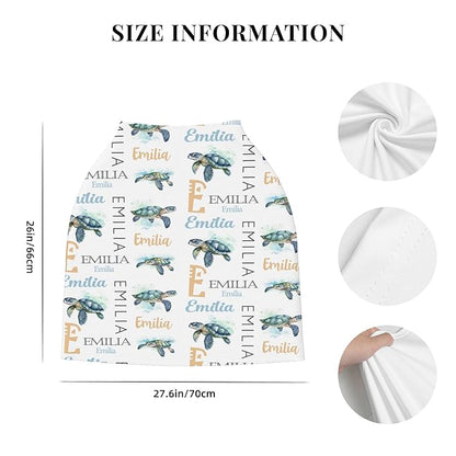 Personalized Baby Car Seat Cover with Name Stroller Canopy Custom Sea Turtle Carseat Cover Newborn Baby Boy Girl Nursing Cover for Moms First Birthday Gift