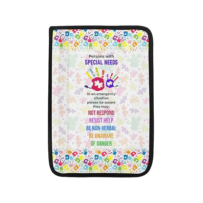 Personalized Name Non Respond Autism Colorful Hand Seat Belt Cover Autism Awareness Medical Alert Autism Seatbelt Cover for Kids Non-Verbal Autistic Special Needs Autism Car Accessories AT33