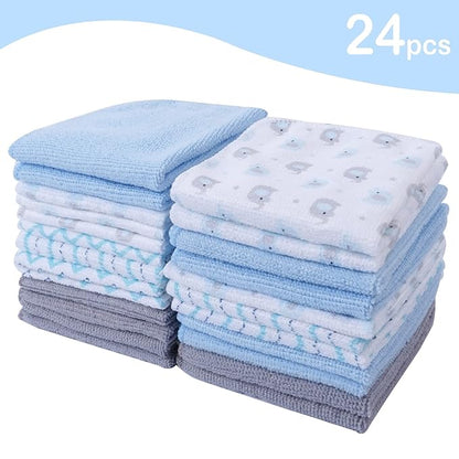 Viviland Baby Washcloths 24 Pack, Toddler Wash Cloths for Bath, Super Soft & Absorbent Bath Towel for Newborn and Infants, Baby Towels Care for Baby's Sensitive Skin