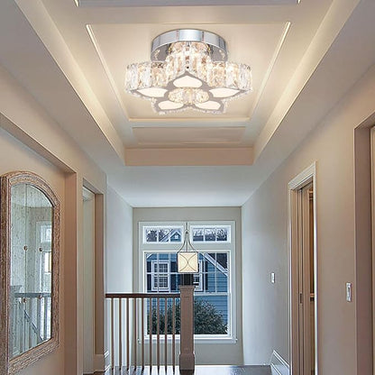 FRIXCHUR Modern Crystal Ceiling Light Fixture Mini Led Chandelier Small Flower Chandelier for Living Room Bedroom Dining Room Kids Room Girls Room,Colors Change