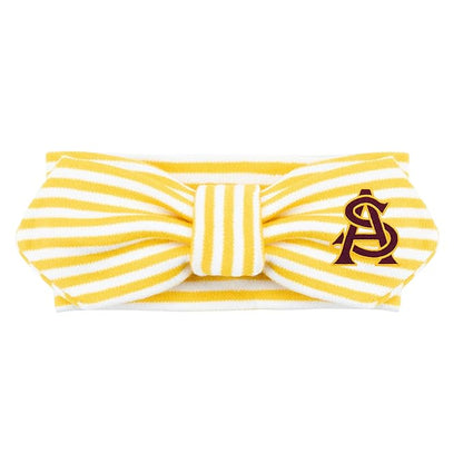 Creative Knitwear Arizona State Sun Devils Infant Girls Gold/White Striped Hair Knot Headband Embroidered Logo - Size Newborn - 4T