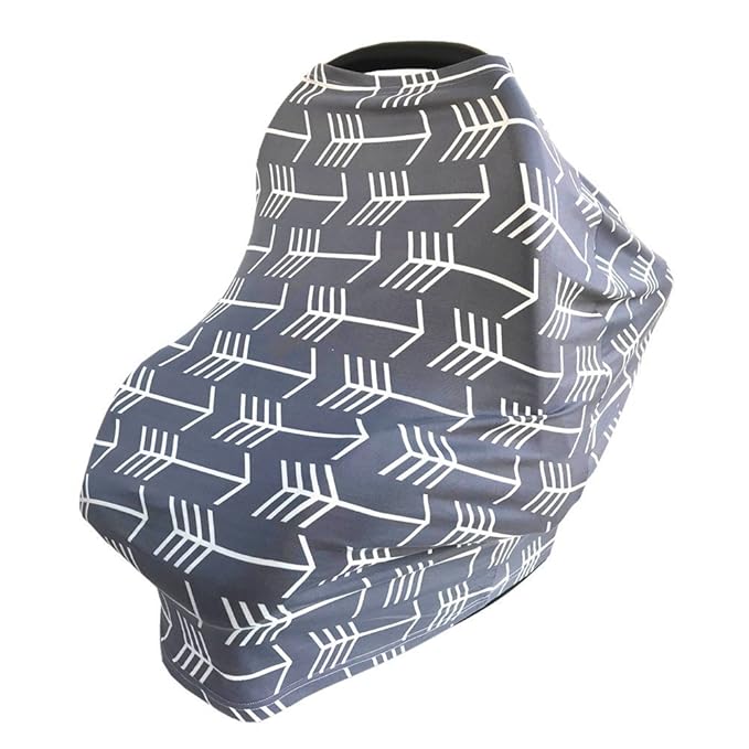 Nursing Cover for Babies Versatile Baby Car Seat Cover for Newborn Grey with White Arrow