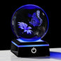 3D Crystal Ball 3.14'' - Laser Butterfly Decor Glass Animals Figurines Statue Night Light
