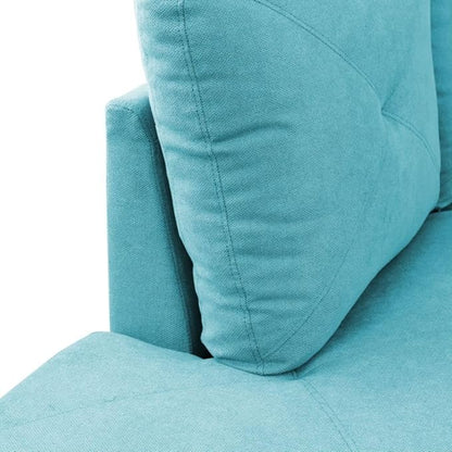 Light Blue L-Shaped 3-Piece Linen Sofa with Storage Ottoman Set, Sectional Couch Sofa Set for Living Room, Office, Small Space