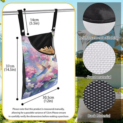 Hummingbird and Flower Clothes Pin Hanging Bag