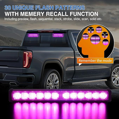 Nilight 24LED Emergency Strobe Traffic Advisor Light Bar 2 in 1 Purple Dash Warning Safety Flashing Lights Front/Rear Windshield Construction Lights for Trucks Cars Plow Police Firefighter Vehicles