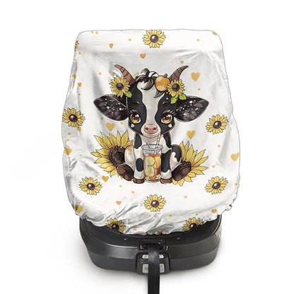 XYZCANDO Cow Print Insulated Car Seat Cover for Baby Cute Baby Car Seat Shade Cover Dustproof Car Seat Sun Cover for Baby Easy to Install Car Seat Covers for Babies Girl Gift for Wife