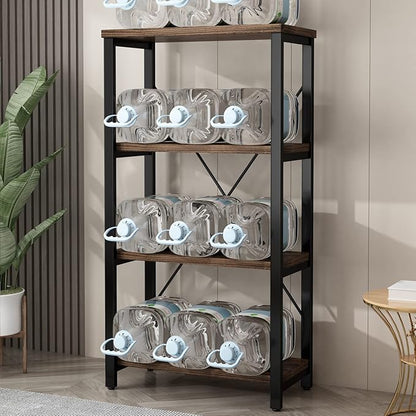 4 Tier Bookshelf, Solid Wood Bookcase Shelf Storage Organizer, Vintage Storage Rack with Open Shelves Rustic Standing Bookshelves for Living Room,Bedroom Rustic Brown(AY01-4tier)