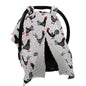 Dear Baby Gear - Baby Car Seat Canopy - Infant Car Seats Covers - Carseat Canopies for Boys and Girls - Toddler Carseat Cover with Snap Opening (Black and Red Chickens/Gray Dot 40"x30")