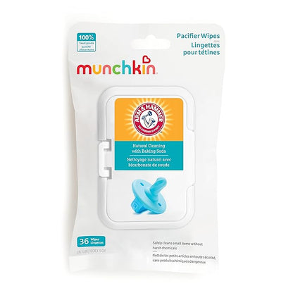 Munchkin Arm & Hammer Pacifier Wipes - Safely Cleans Breast Pump Parts and Feeding Essentials for Baby and Toddler, 3 Pack, 108 Wipes