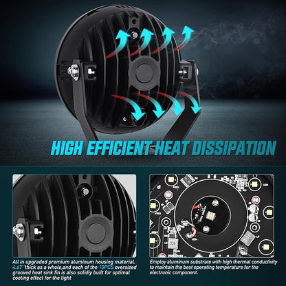 Nilight 9 Inch LED Offroad Driving Lights with DRL 2 PCS 160 W Round Hyper Spot Beam Offroad Light w/ 12 AWG DT Connector Wiring Harness Kit for Jeep Truck ATV UTV SUV