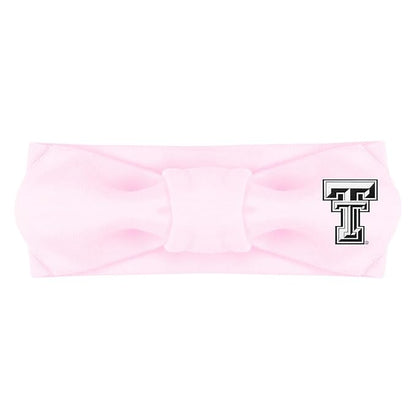 Creative Knitwear Texas Tech Red Raiders Infant Girls Pink Solid Hair Knot Headband Embroidered Logo - Size Newborn - 4T