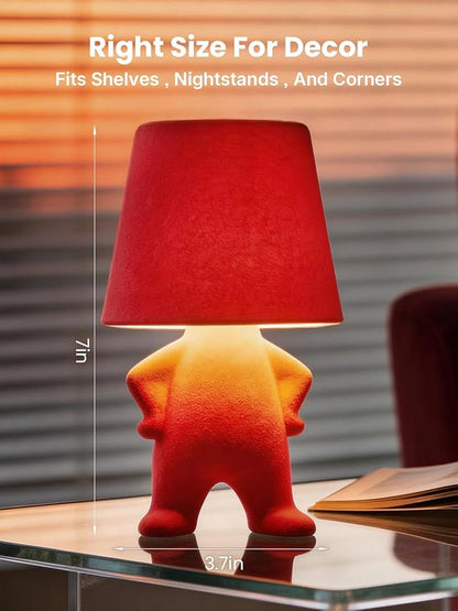 Modern Table Lamp for Youth: Rechargeable Cute Light for Kids Child Teen - Gift for Birthday Christmas Halloween Easter (Red)