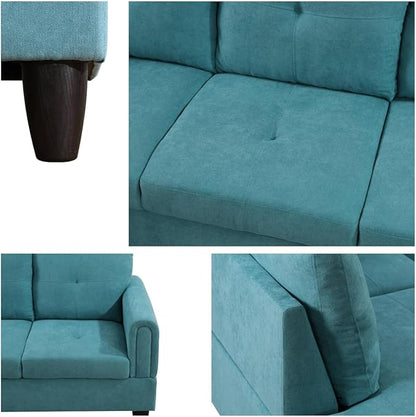 NAYSAYE Sectional Couch with Ottoman Storage, L Shaped Couch Sofa Furniture Sets, Modern Comfy Modular Comfy Sofa for Living Room Bedroom, Office and Apartment, Blue